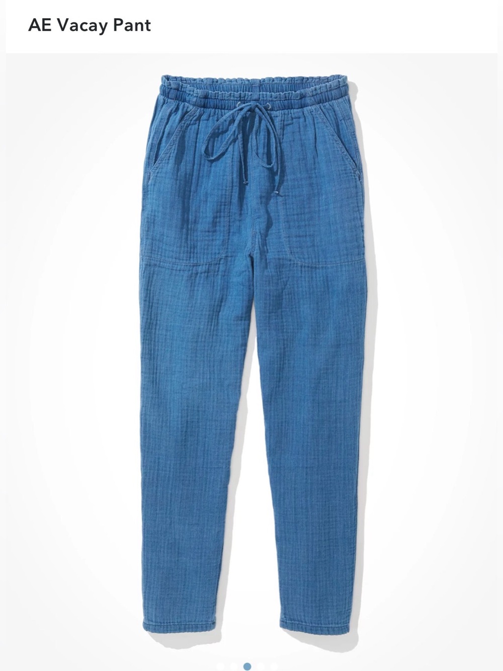American Eagle Vacay Pants Cotton Gauze Blue , XS - Picture 3 of 8